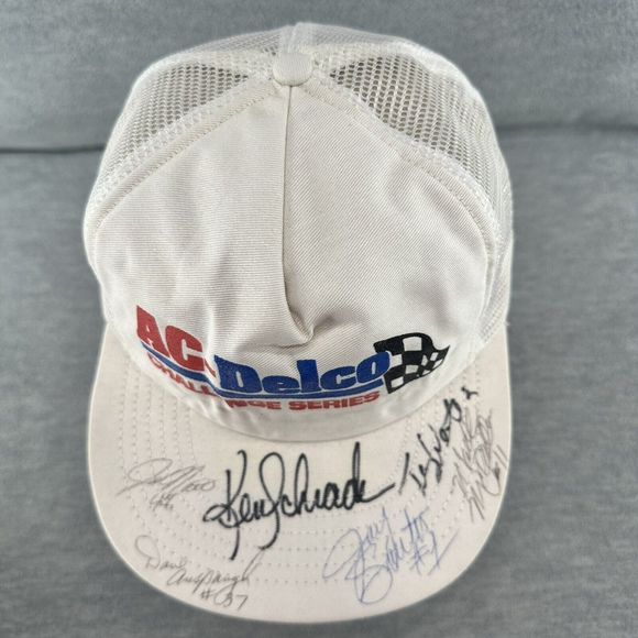 AC DELCO CHALLENGE SERIES- Vtg Multiple Signatures Mesh Back Trucker Hat (Q3) - Picture 2 of 11